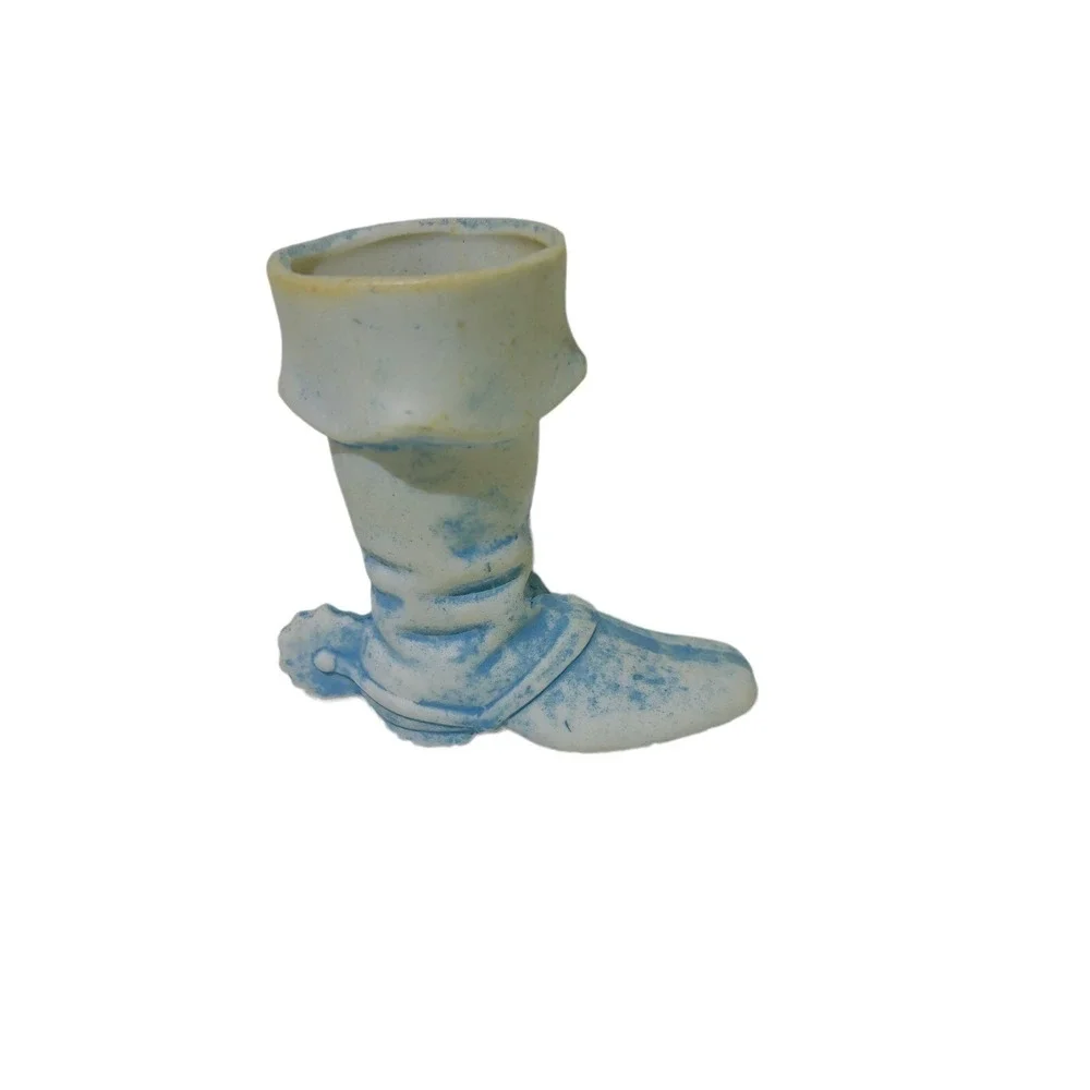VTG Blue Ceramic Spurs Boot Small Vase 3